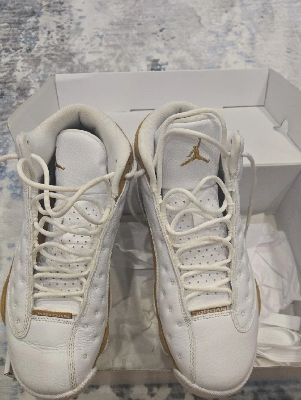 Kids White and Tan Athletic Sneakers